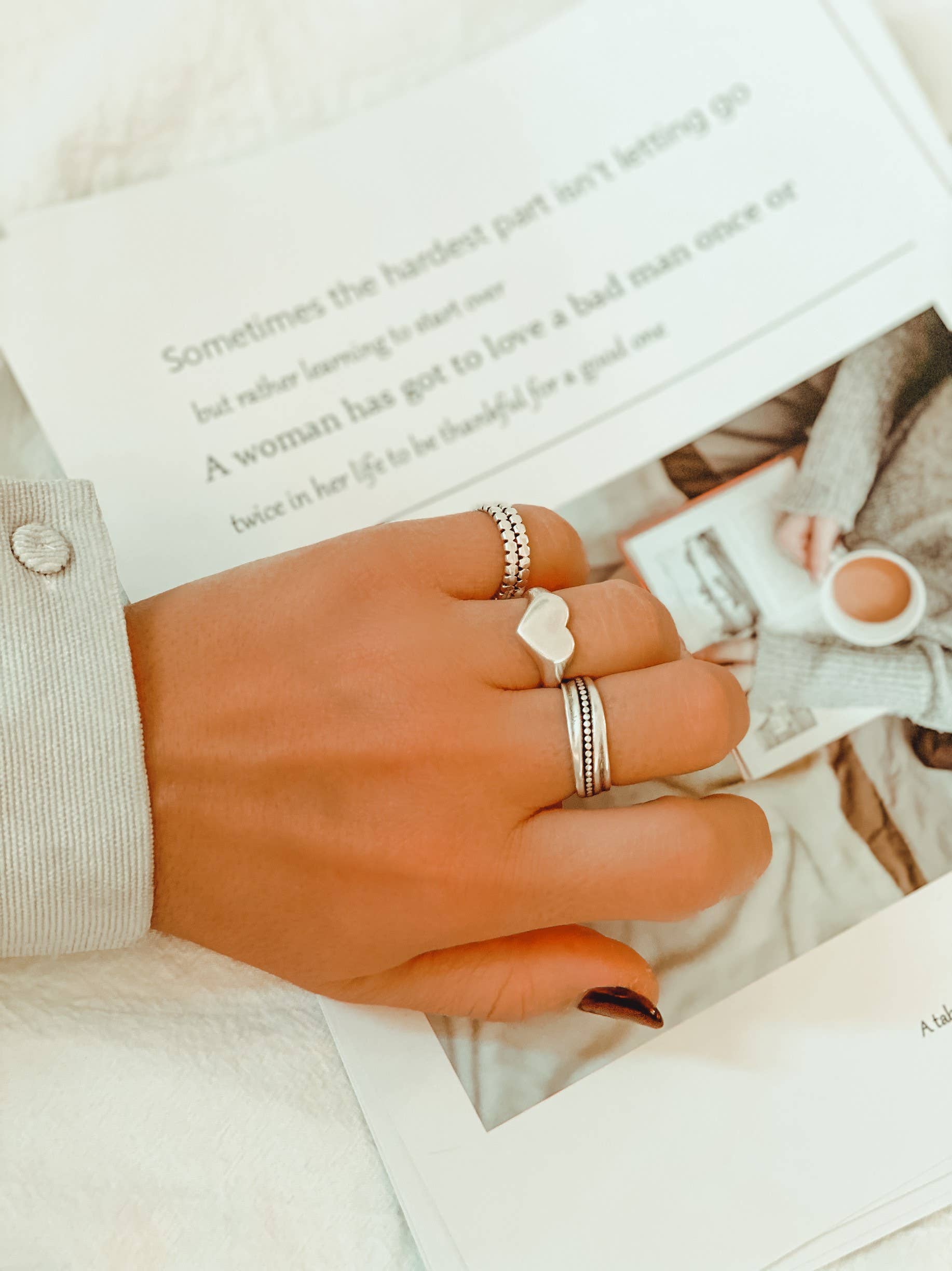 Christina Christi - Venta al por mayor Anillo de banda/apilable - Anillos de plata para mujer, anillos apilables, anillo de corazón, anillos anchos2