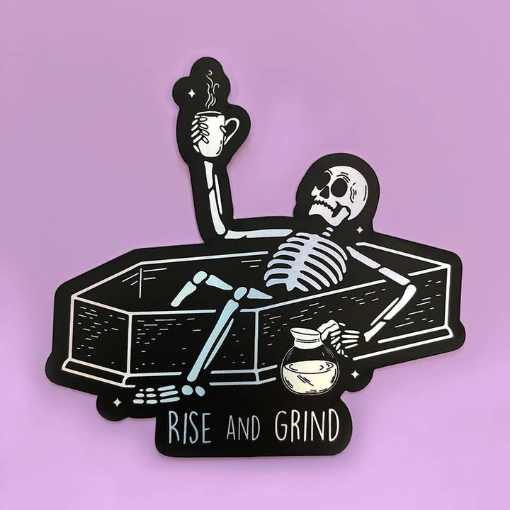 Rise and Grind Matte Sticker for wholesale by Doodles x Steph