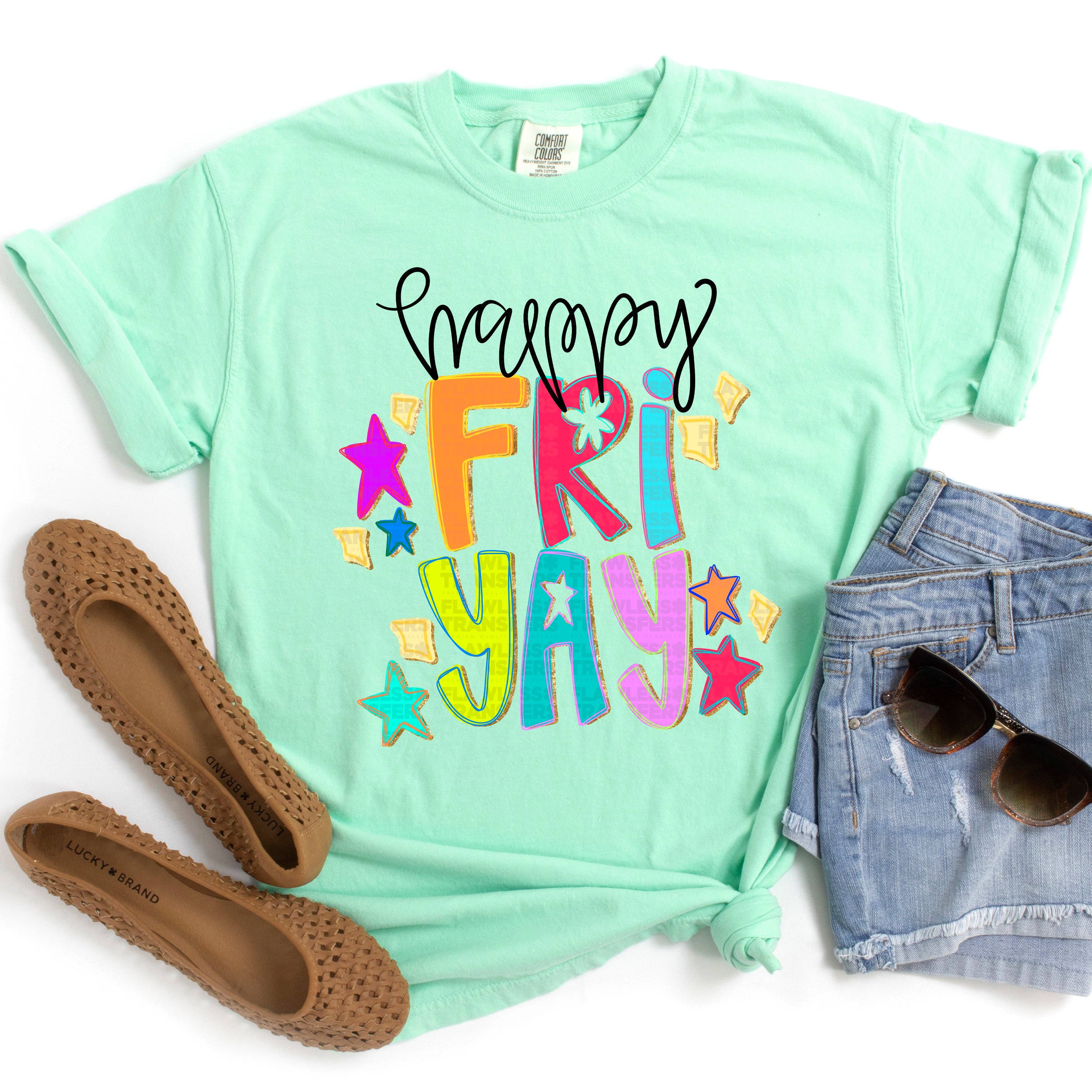 Flawless Transfers - Wholesale Sublimation Transfer - Happy Fri Yay Doodle #2258 DTF Transfer0