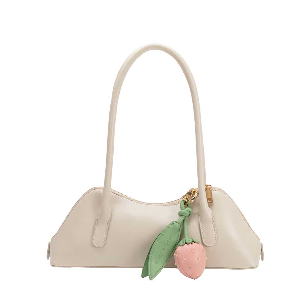 Melie Bianco – wholesale Keychain – Women's – Strawberry Pink Recycled Vegan Leather Bag Charm1