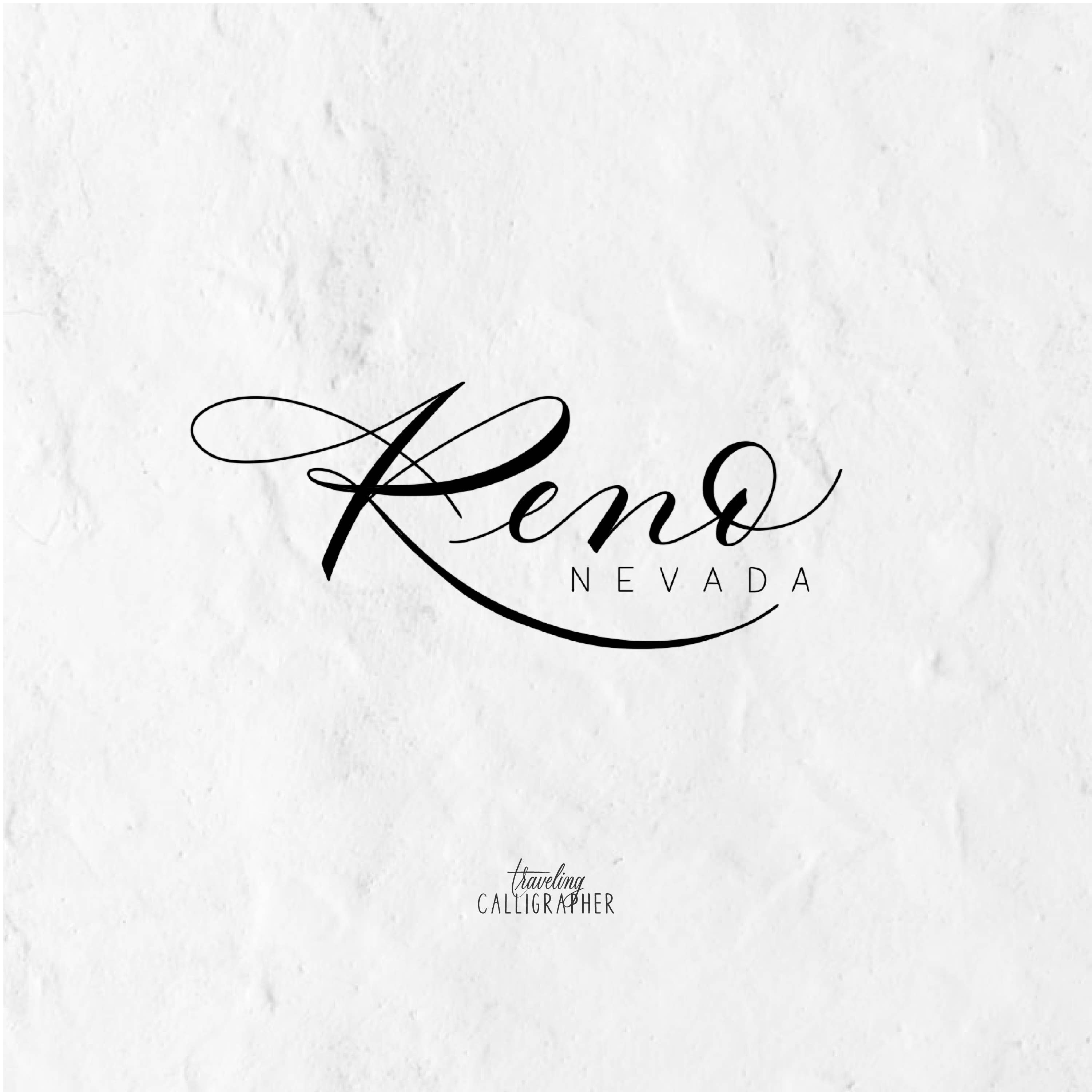 Traveling Calligrapher – Großhandel Kunstdruck – Reno, NV Neighborhood Kartendruck (3 Größen erhältlich)1