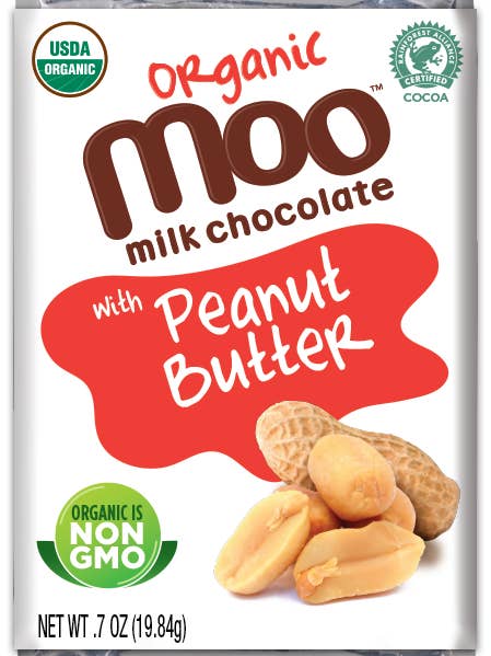 Mini-barres de beurre d'arachide et chocolat au lait biologique, 0,7 oz pour la vente par MOO Organic Chocolates