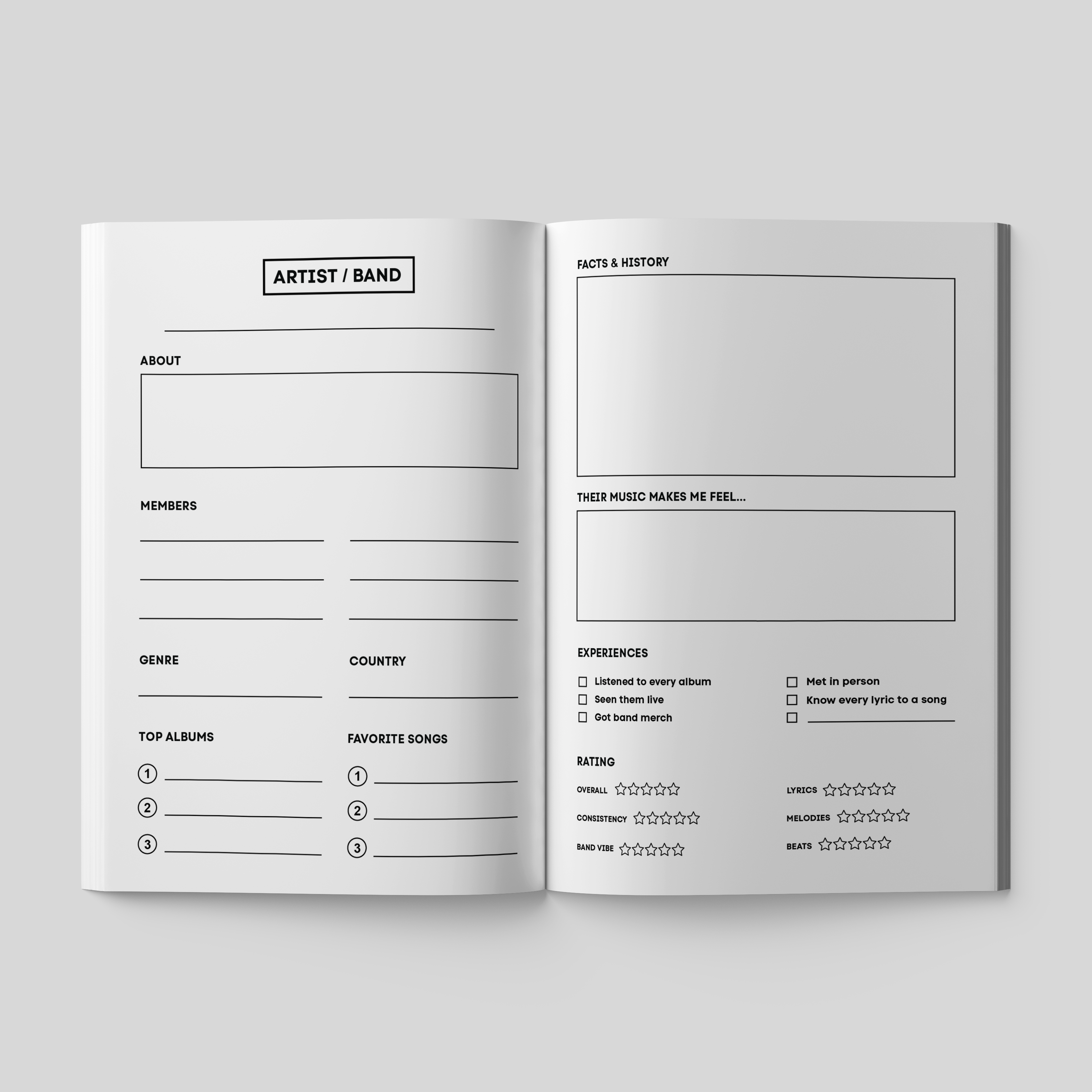 Timeside - Vente Journal intime - Mes groupes préférés : Music Journal1