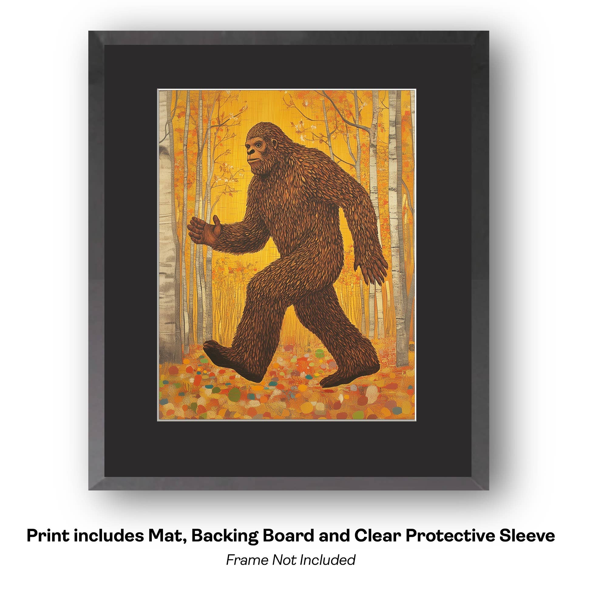 Mowbi - Vendita all'ingrosso Stampa artistica - Tipo Tosto, Bigfoot: Credi in Te Stesso - Stampe d'Arte di Criptidi - Stampe di Bigfoot – Opera d'Arte 8″x8″ in Passepartout 12″x12″16