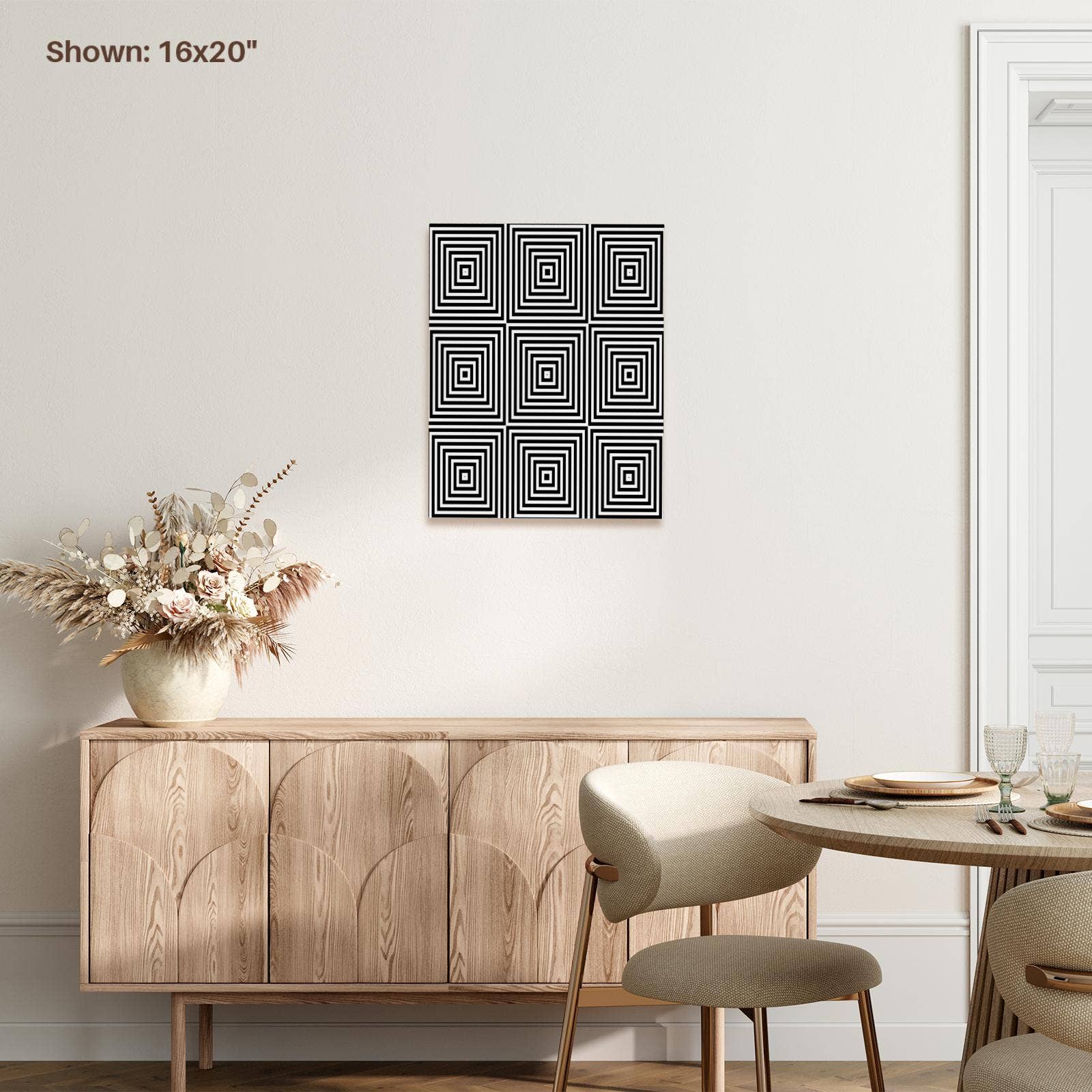 3dRose - Wholesale Art Print - 3dRose, Black and White Graphic Optical Illusion Squares, Museum Grade Canvas Wrap6