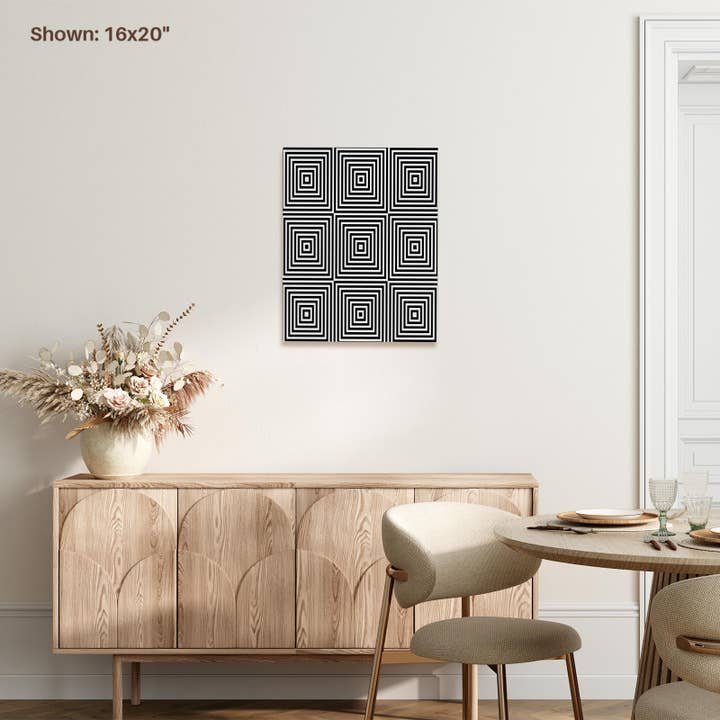 3dRose - Wholesale Art Print - 3dRose, Black and White Graphic Optical Illusion Squares, Museum Grade Canvas Wrap6