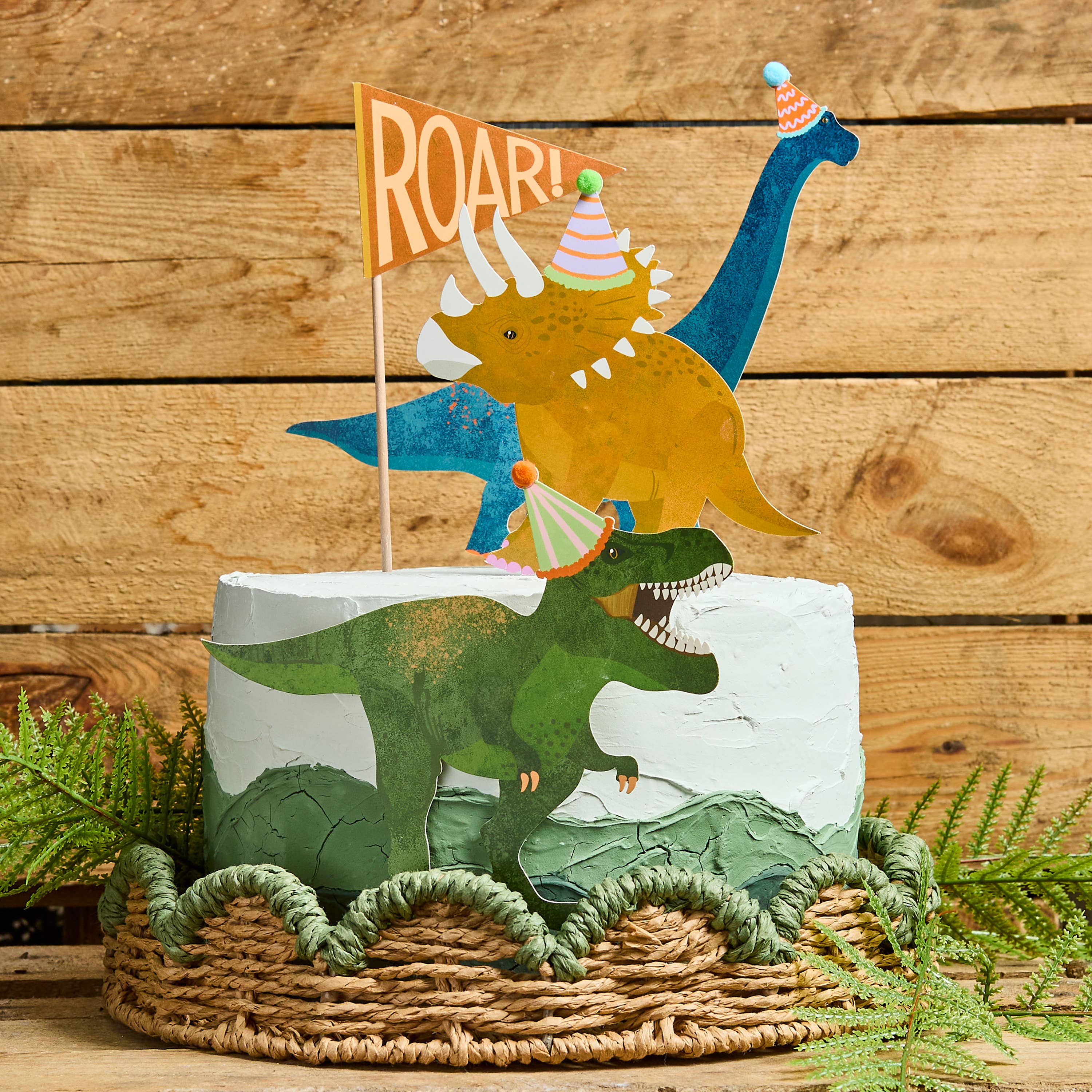 Hootyballoo by Club Green - Vente Décoration pour cake/cupcake - Ensemble de Décorations de Gâteau avec Cartes de Dinosaures1