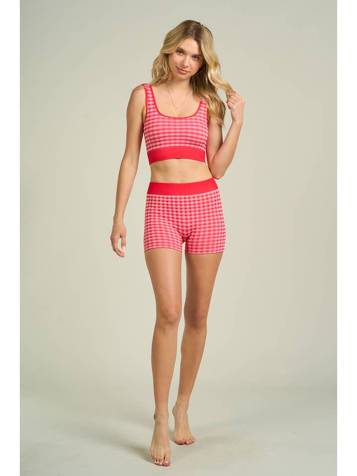 ANWND - Wholesale Lounge Set - Women's - 54984SET - GINGHAM TANK TOP & SHORTS SET7