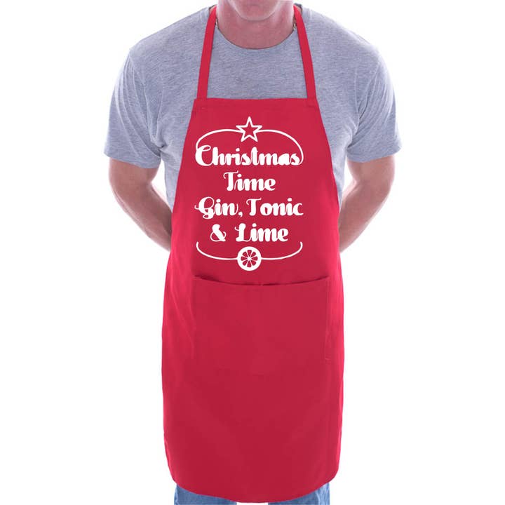 Print4U – Großhandel Schürzen – Lustige Grillschürze mit Gin und Limette, Weihnachtsmotiv, für Chefkoch3