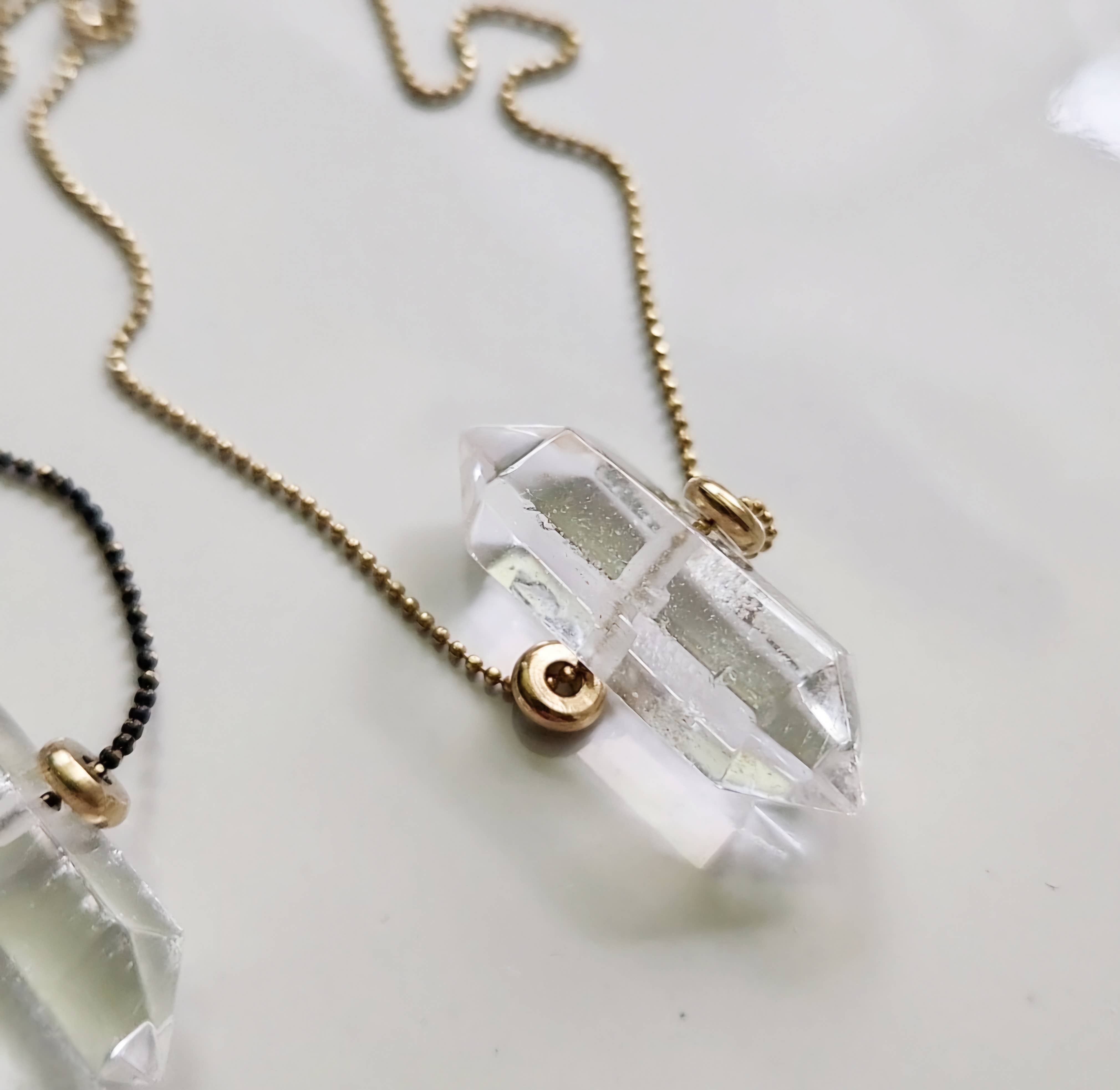 Sara Sela Jewelry - Wholesale Pendant/Charm Necklace - Beaded Herkimer Diamond and  Lepidocrocite Brass Necklaces1