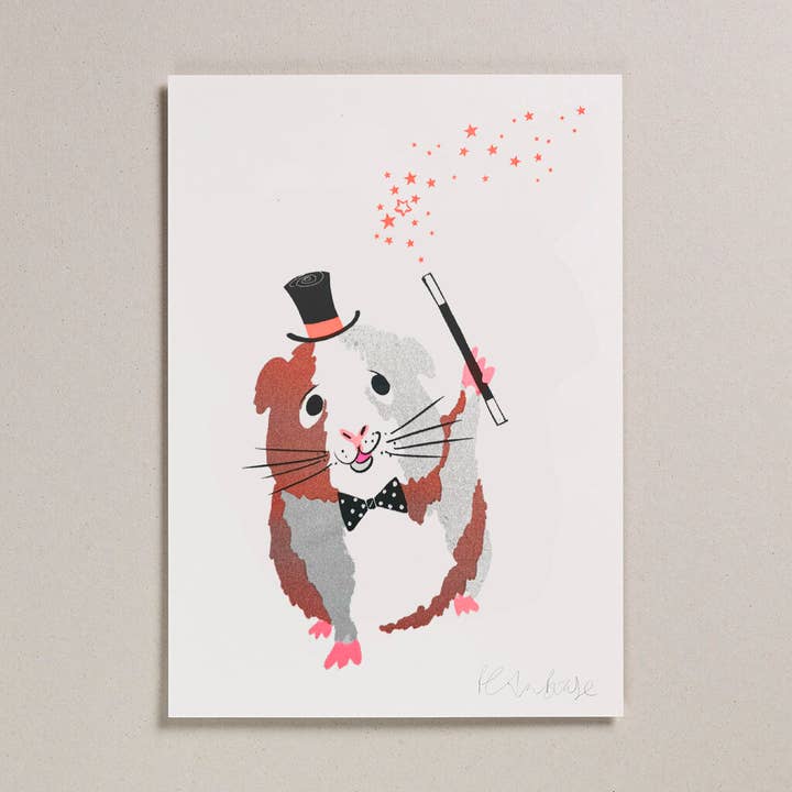 Risograph A4 Print - Guinea Pig for wholesale by Petra Boase Ltd (US Duties Paid)
