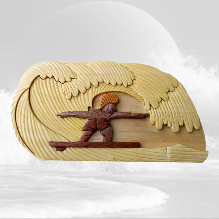 Surfer - Carver Dan's, a hand-crafted gift box. for wholesale by Carver Dan's