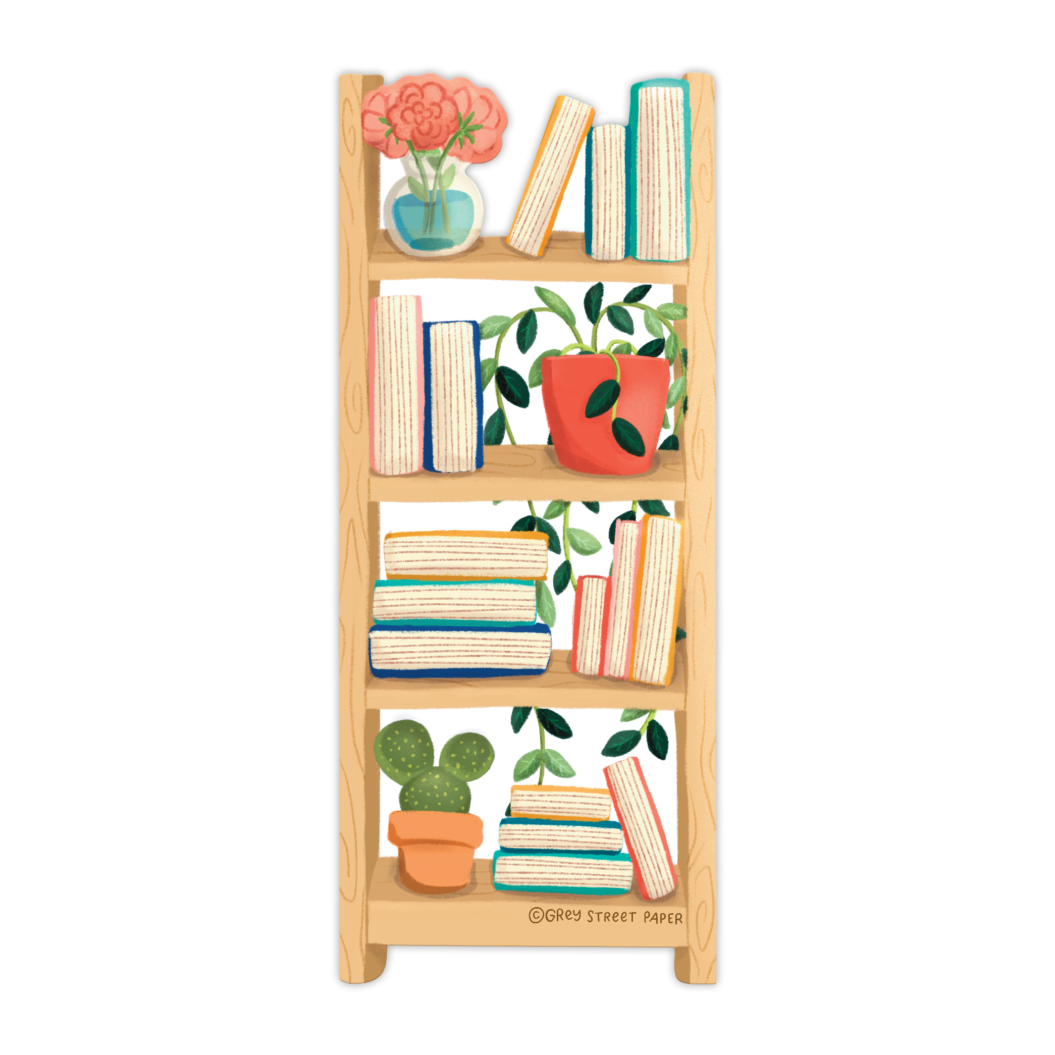 Grey Street Paper - Wholesale Bookmark - Bookshelf Die-Cut Bookmark4