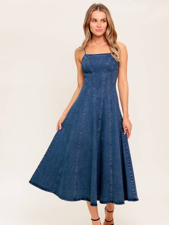 A washed denim midi dress - ID22494 for wholesale by FLYING TOMATO