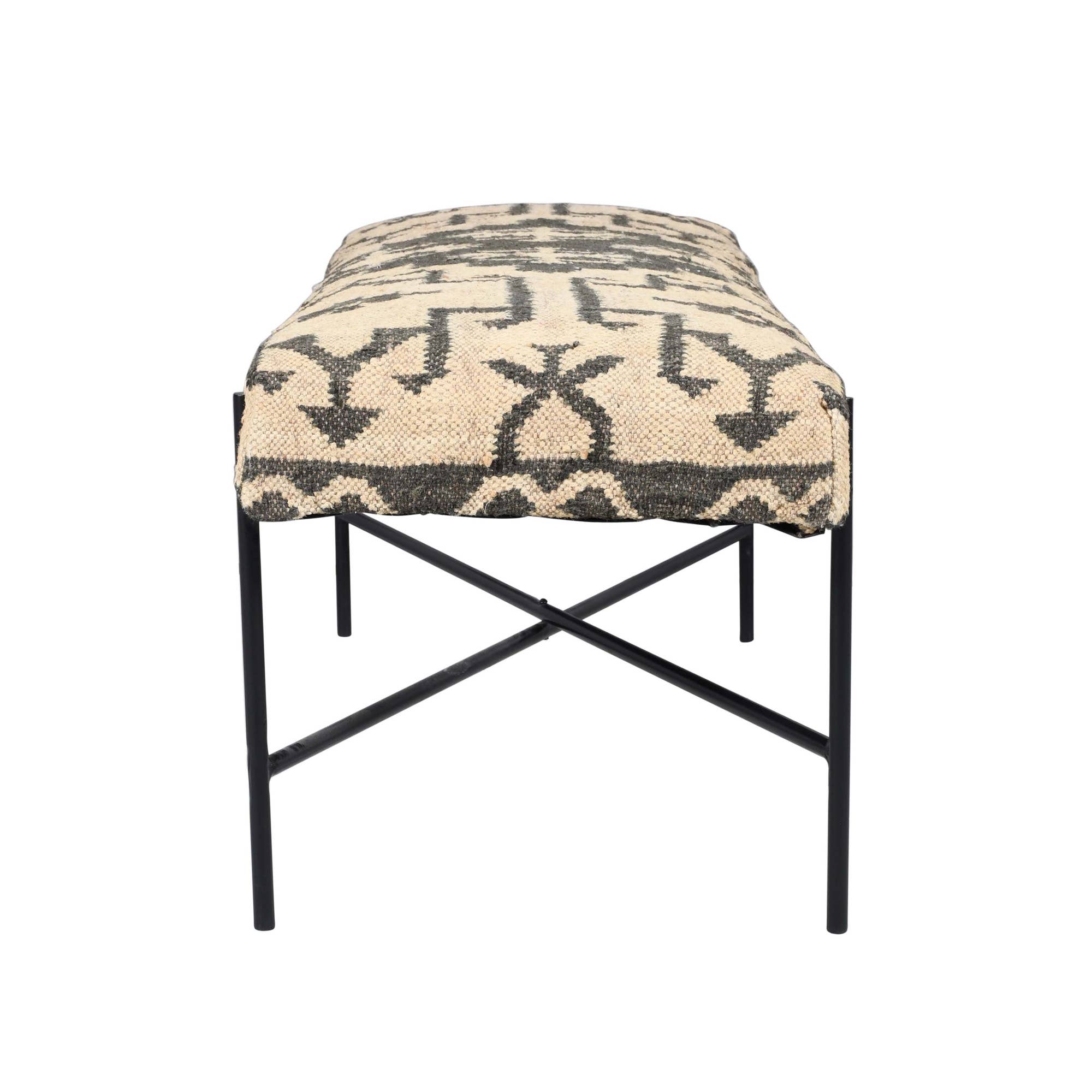 LR Home - Wholesale Bench - Handmade Jute Upholstered Bench with Metal Legs2