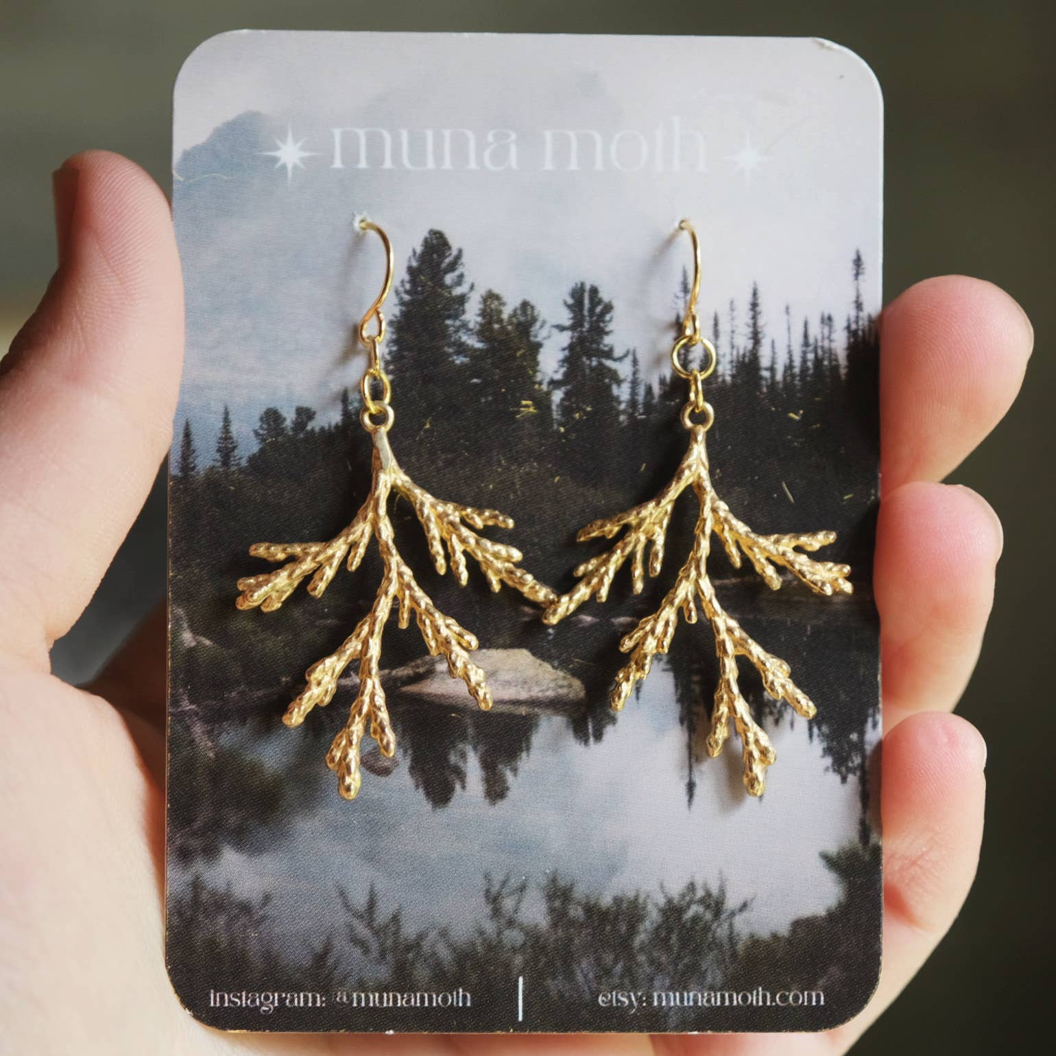 Muna Moth - Wholesale Dangle Earrings - Dainty Earthy Pine Earrings1