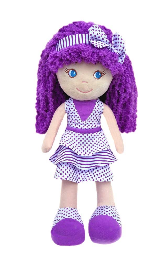 GirlzNDollz - Wholesale Doll - Kids - Violet soft doll - dots & stripes1