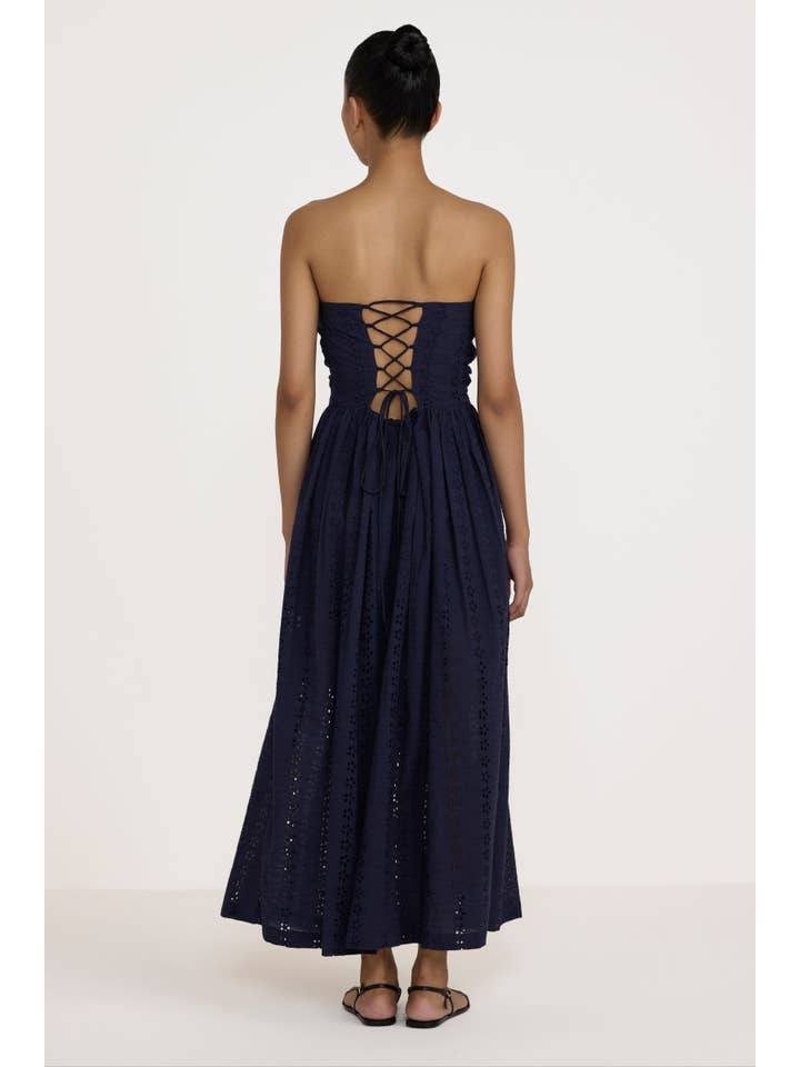 LAUDE the Label - Wholesale Dress - Women's - Strapless Tie Back Dress - Navy Lace1