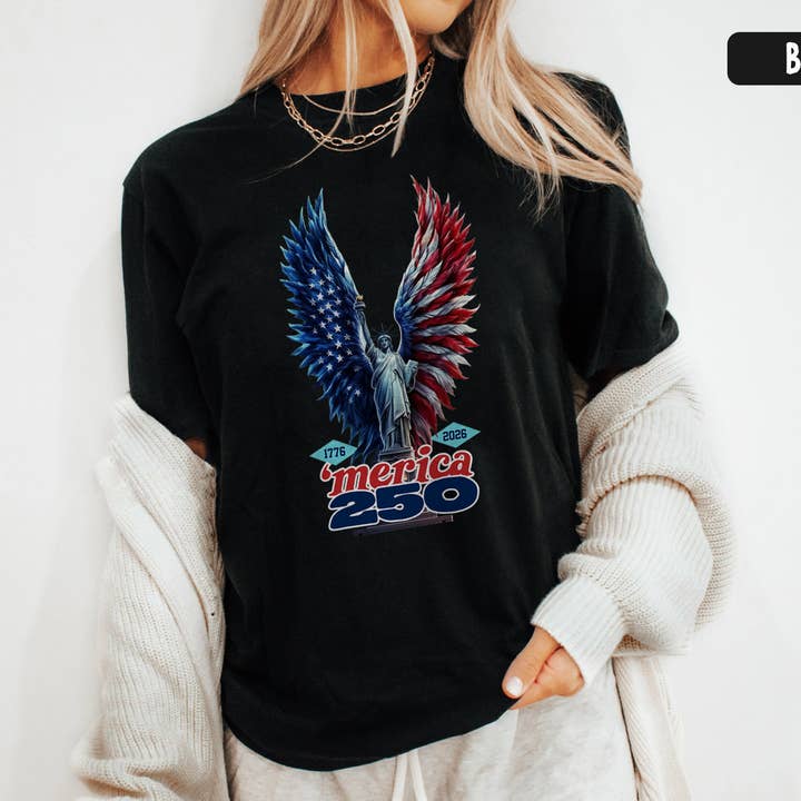 Merica 250 Ailes de la Liberté Héritage 1776 2026 T-shirt Graphique pour la vente par Vivtrek