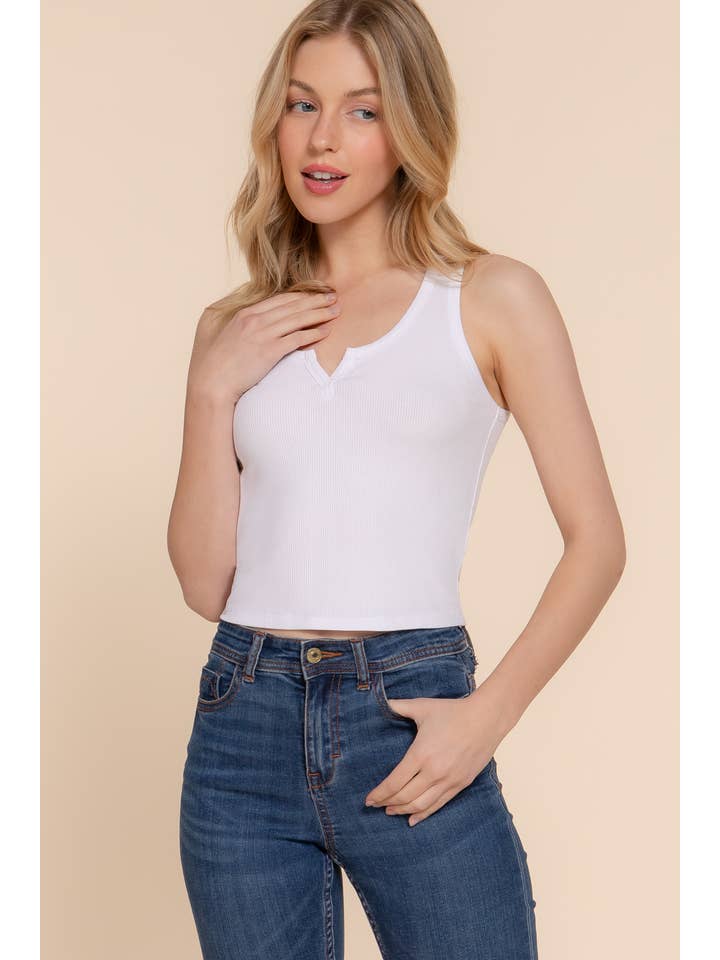 42POPS - Wholesale Tank Top - Women's - SI-27337 V Shape Scoop Neck Rayon Rib Tank Top