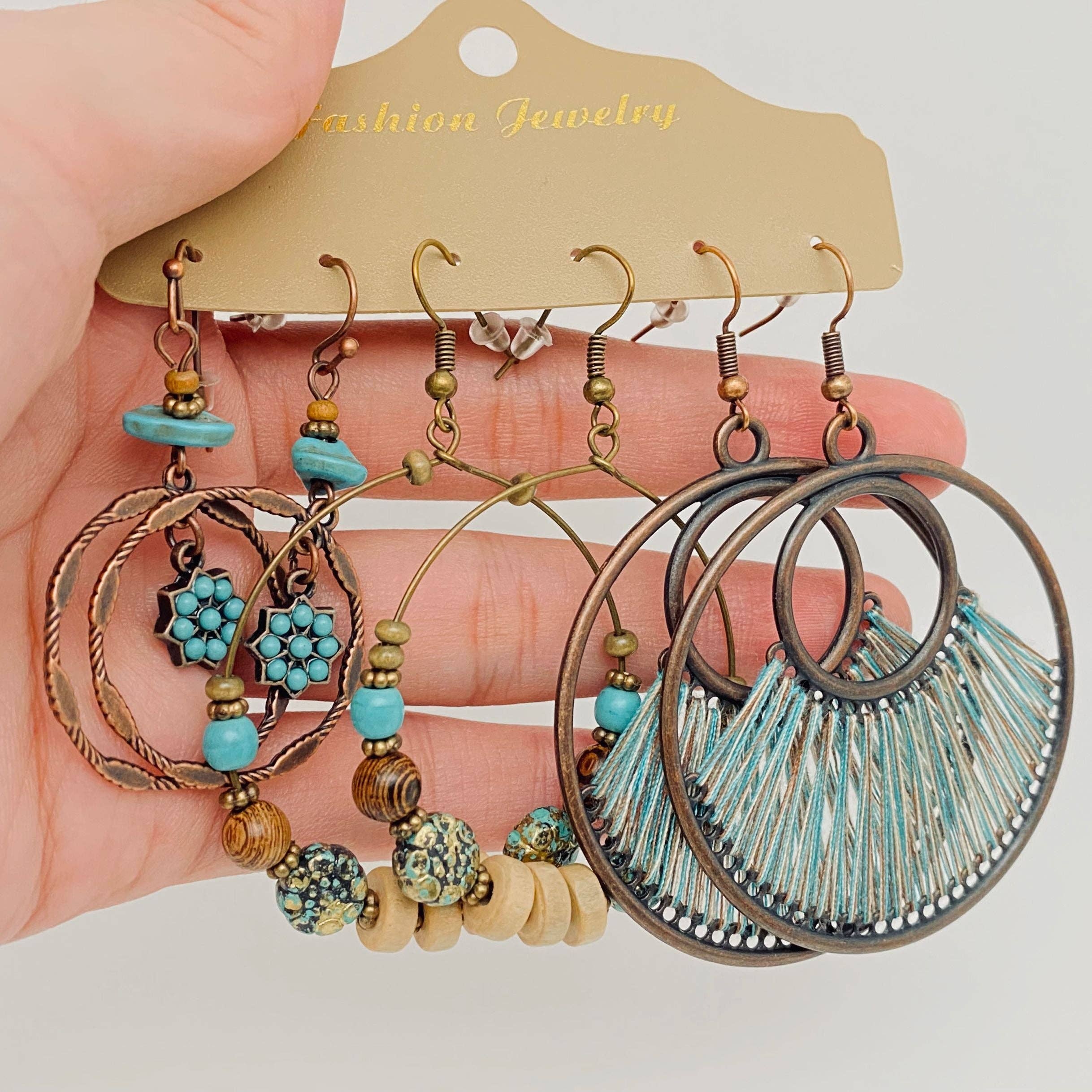 Mio Queena – wholesale Jewellery set – 3Pairs/set Boho Earrings in Different Styles - BJ19