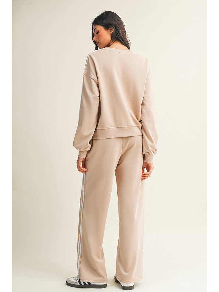 Little Daisy Closet - Wholesale Top & Pant Set (NOT Loungewear) - Women's - LDC Striped Crewneck Pullover Sweatpants 2pcs Outfit6