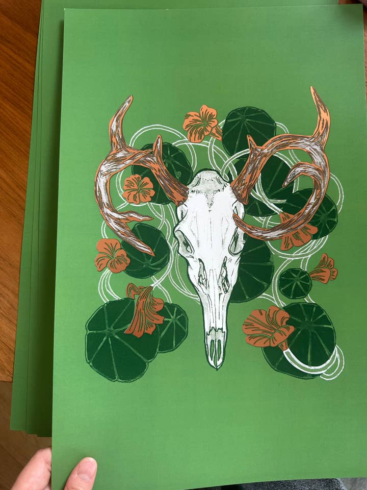 Mystische florale Taxidermie Roségoldfolie 11x17 Poster für den Großhandel von Jennifer Yung Art