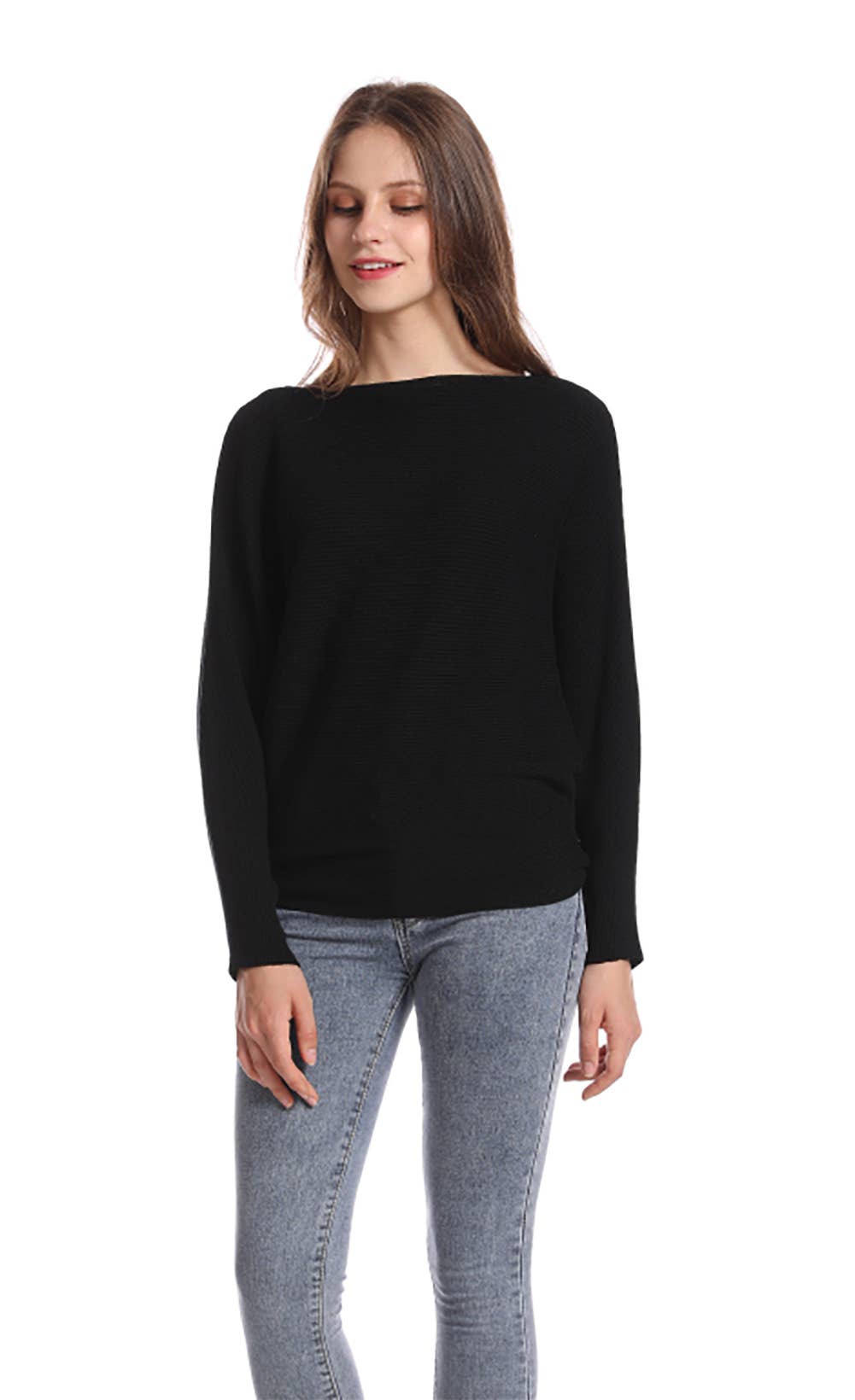 Fennco Styles – wholesale Knitted jumper – Women′s – Boat Neck Batwing Sleeve Knit Soft Sweater6
