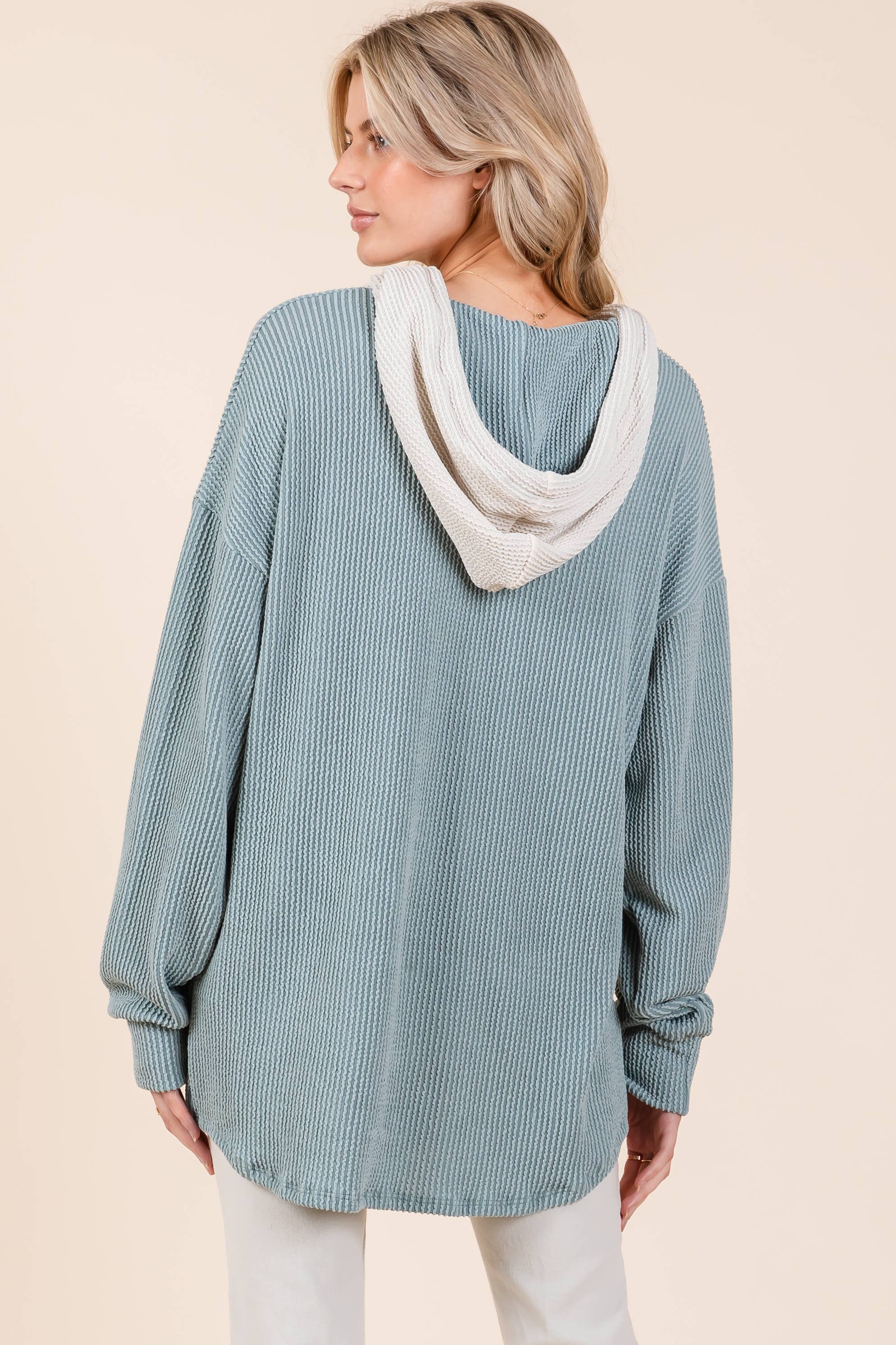 BOMBOM - Wholesale Hoodie - Women's - TL1987 BUTTON HOODED SWEATSHIRT10