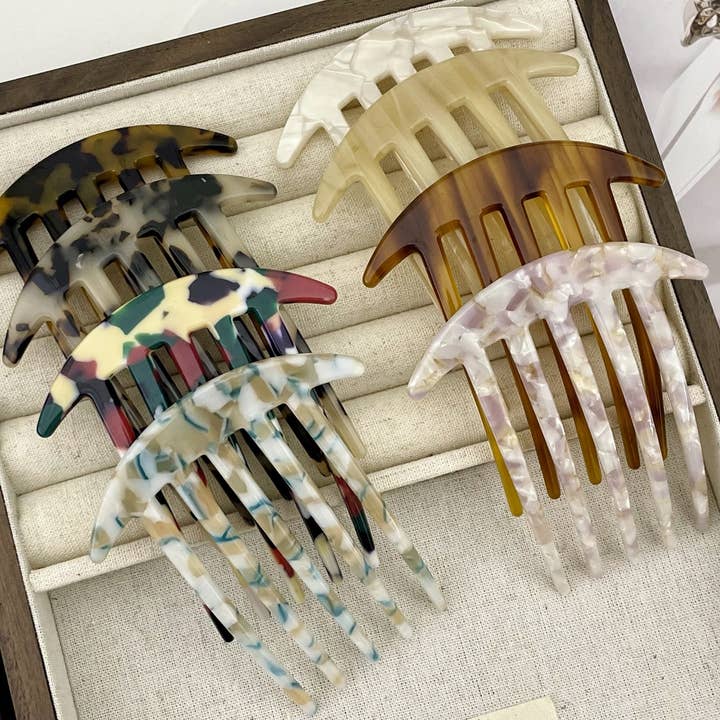Retro 5-tooth comb, acetate hair comb for wholesale by Tourtiwi