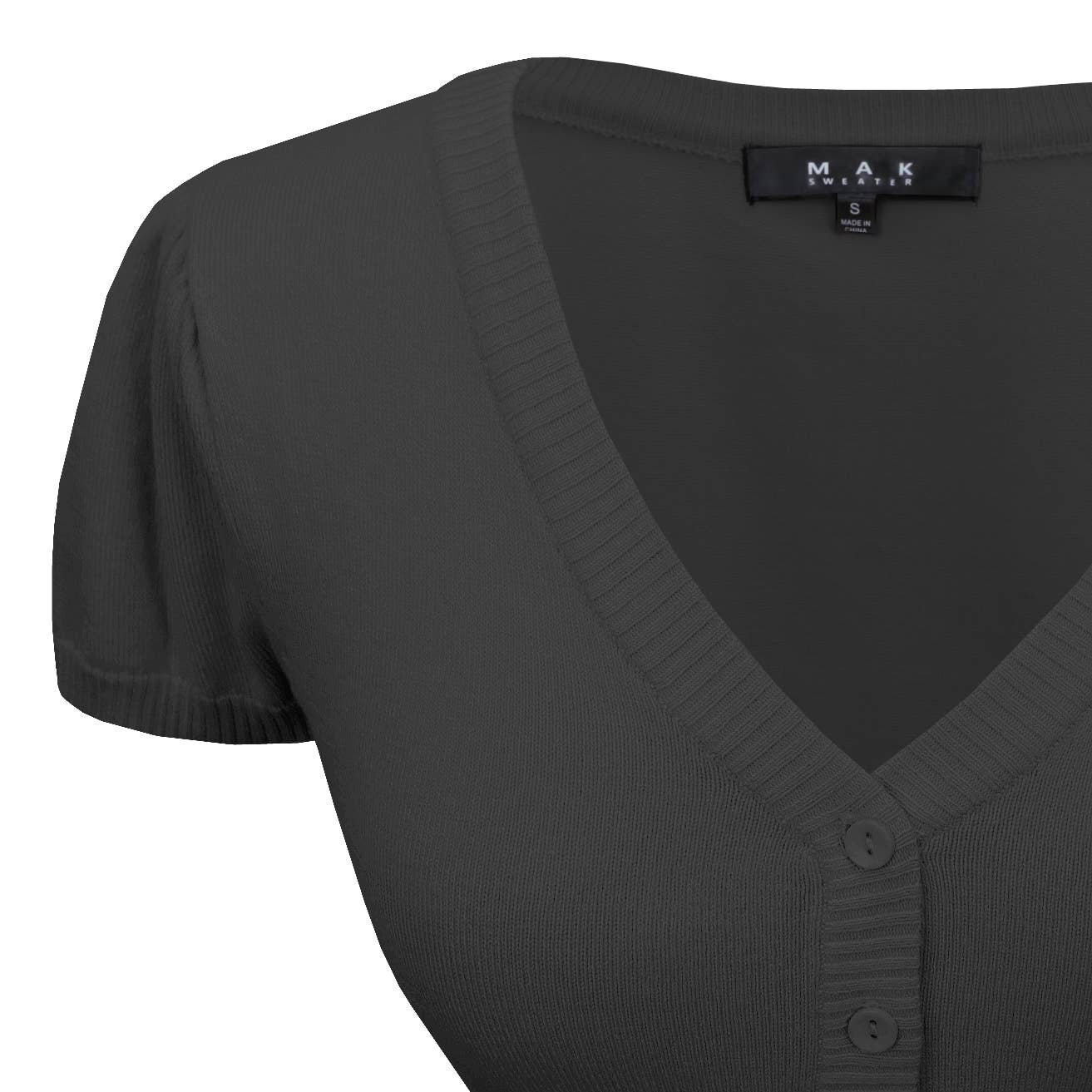 Mak - Vente Cardigan – femme - Cardigan boléro court à manches courtes bouffantes et col en V HB21373