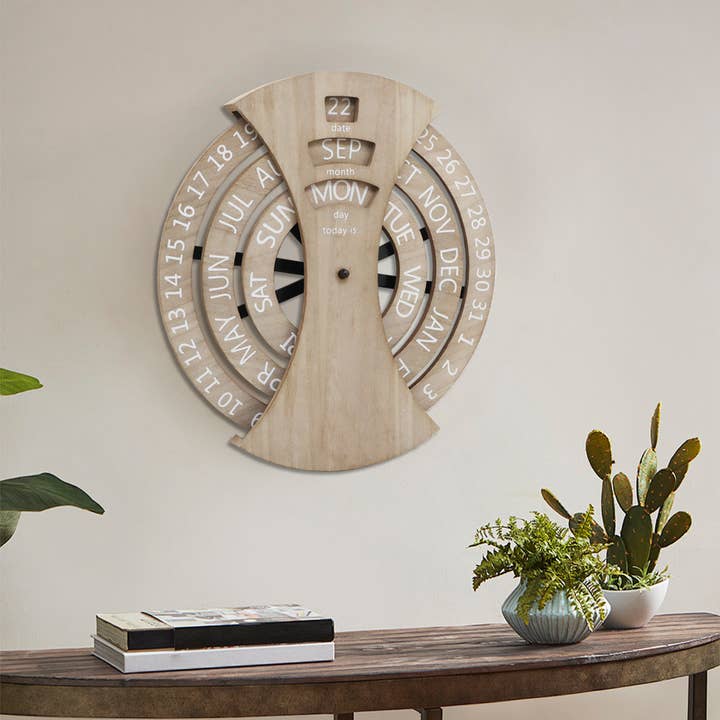 Paris Loft Inc - Wholesale Calendar - Rustic Wood Wall Mounted Spin Perpetual Calendar