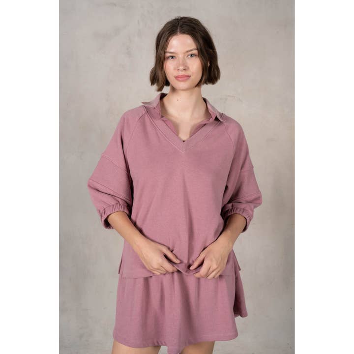 Polo Layered Look Half Sleeve Sweatshirt for wholesale by lalamia