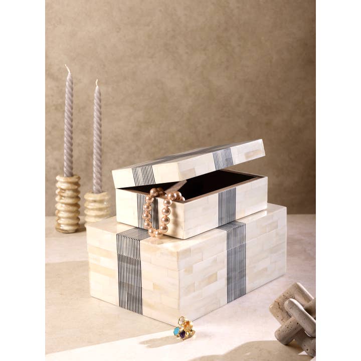 GAURI KOHLI - Wholesale Decorative Box - Riviera Bone Inlay Decorative Boxes (Set of 2)1