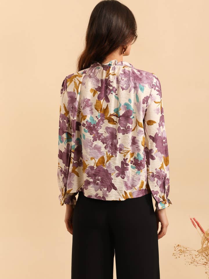 MOOYA - Wholesale Blouse - Women's - Floral long-sleeve blouse - M2018