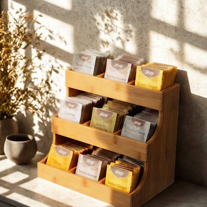 Organisateur de thé en bambou vertical pour la vente par Theodore Leather