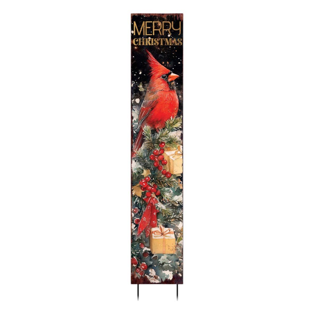 HomeRoots - Wholesale Garden Tool - 42" Black And Red Solid Wood Merry Christmas Cardinal Garden Stake0