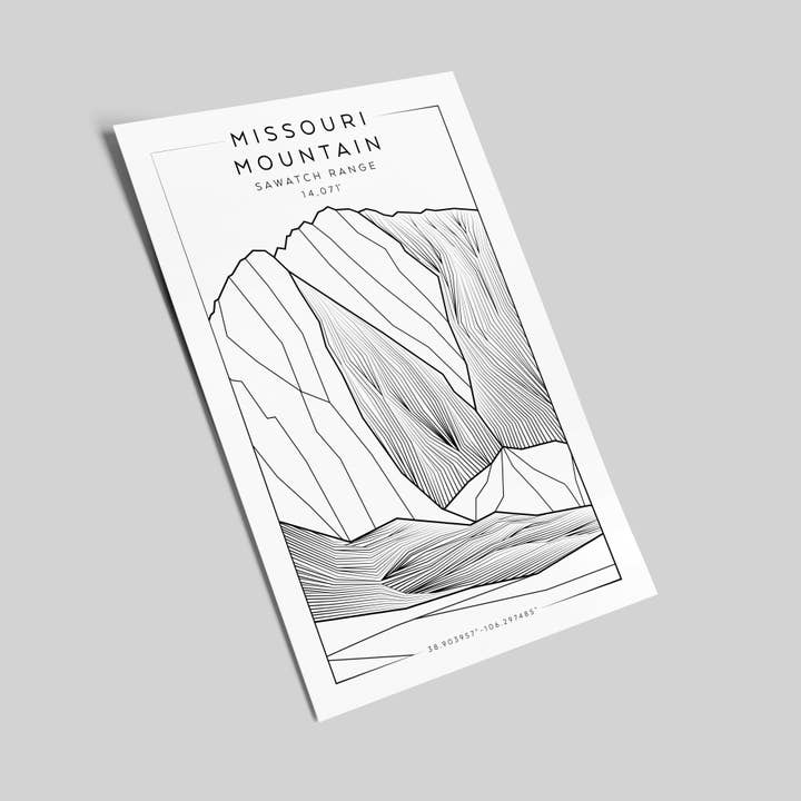 Missouri Mountain 4x6 Postcard for wholesale by The Elevated Line LLC