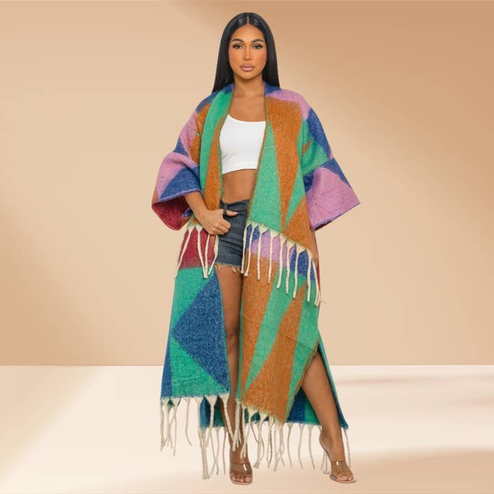Multi Colored Open Cardigan Fringe Tassel for wholesale on Faire1