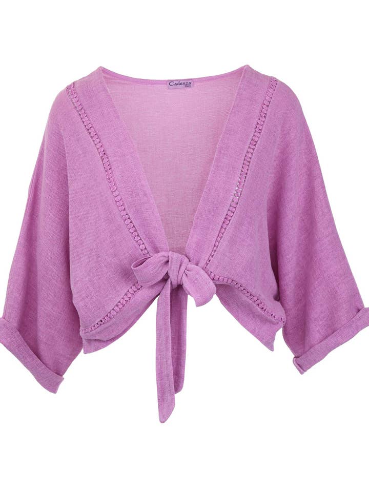 Cadenza Italy Ltd - Wholesale Jacket - Women's - Linen and Cotton Blend Tie Front Jacket14