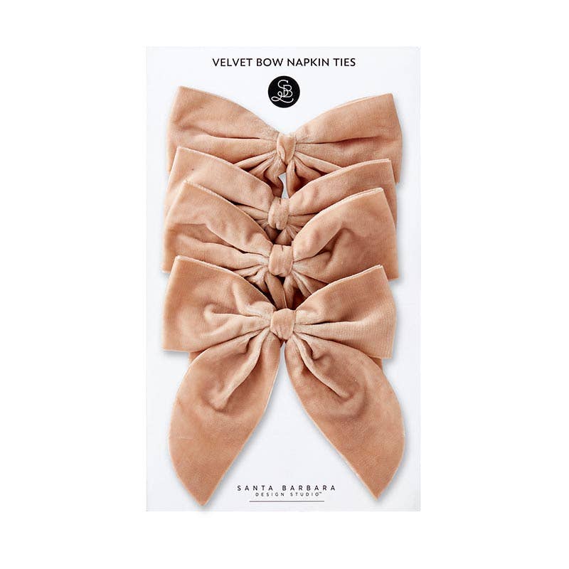 Santa Barbara Design Studio by Creative Brands - Wholesale Napkin Ring - Velvet Bow Napkin Ties - Blush - Set of 41