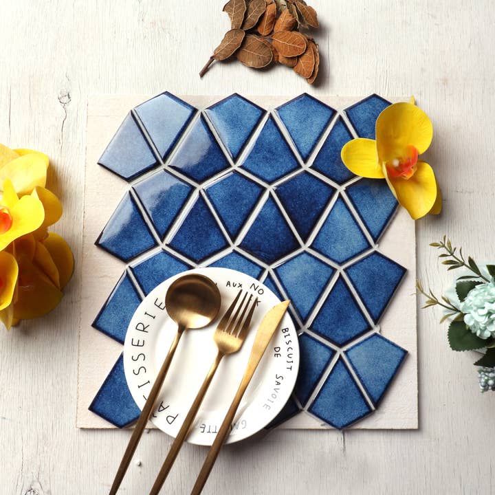 WS Tiles - Wholesale Wall Tile - Diamond Series Porcelain Mosaic Wall Tile - 9.47 Square Feet Per Carton - Cobalt Blue1