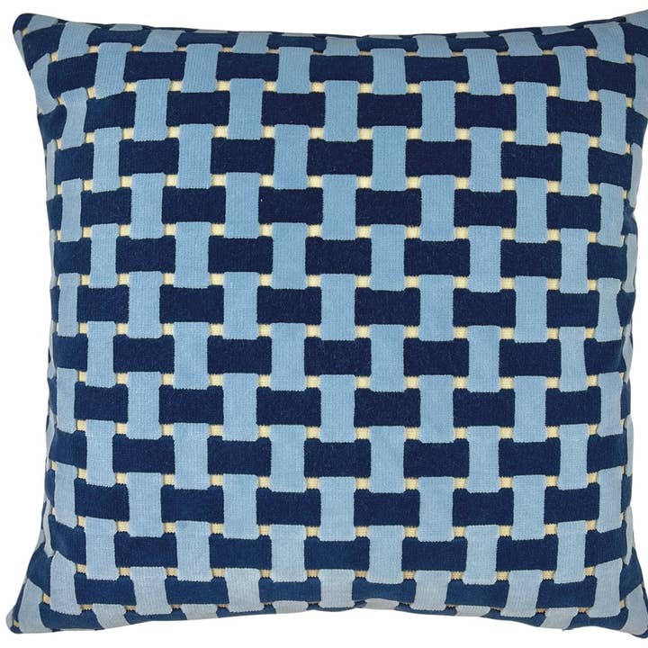 Gwen Admiral - Navy and Light Blue Cut Velvet Pillow for wholesale by Piper-Collection