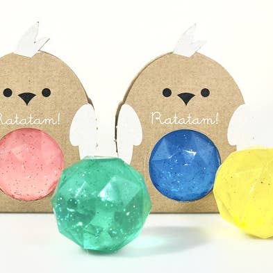 Ratatam! - Vente Ballon de sport – enfant - Balle rebondissante oiseau à paillettes blanc 42mm1