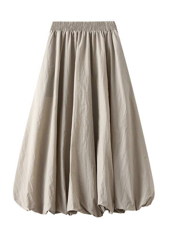 Gonna a lanterna a vita alta con cintura a sacchetto – Gonna midi da donna per la vendita all'ingrosso da parte di VividLux