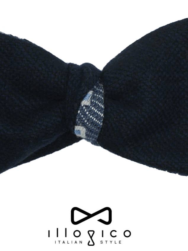 Double Face Blue Knot Tie in Silk and Wool for wholesale by Illogico