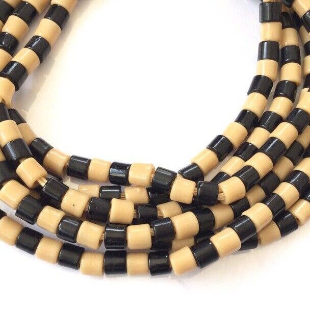 unique African Arts - Wholesale Beads - Vintage Czech Bohemian Glass Black & Tan African Trade beads1