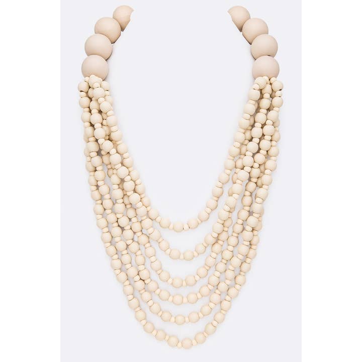 anbfashion - Wholesale Beaded/Pearl Necklace - Multi Strand Wooden Beads Necklace