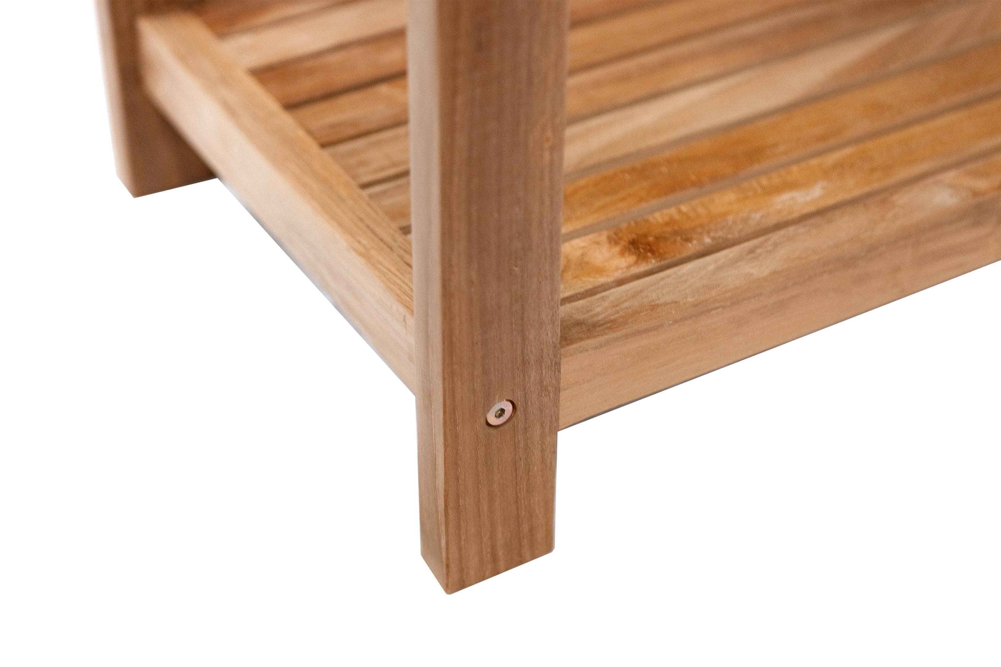 Nordic Teak - Wholesale Bankje - Scandinavische stijl natuurlijk teakhouten spa-bank met plank - 35"3