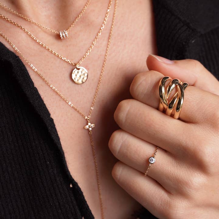 Meora Paris - Wholesale Chain Ring - 18k Gold Plated Sparkle Chain Ring4